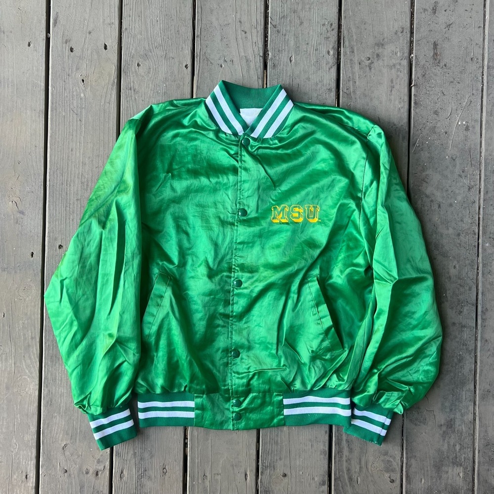 Vintage Rare 80s Michigan State University Satin Jacket size M